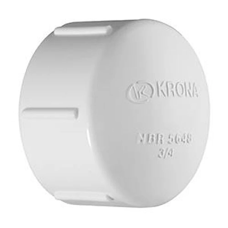 Cap Roscável 3/4" (25mm) em PVC Branco Krona NBR 5648 — Campinas