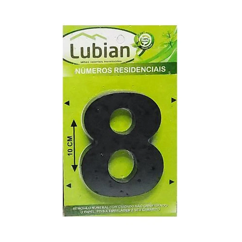 Número Residencial 8 ABS Preto 10cm Lubian — Campinas