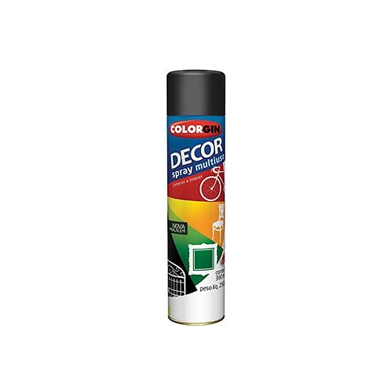 Tinta Spray Decor Preto Fosco 360ml Colorgin — Campinas