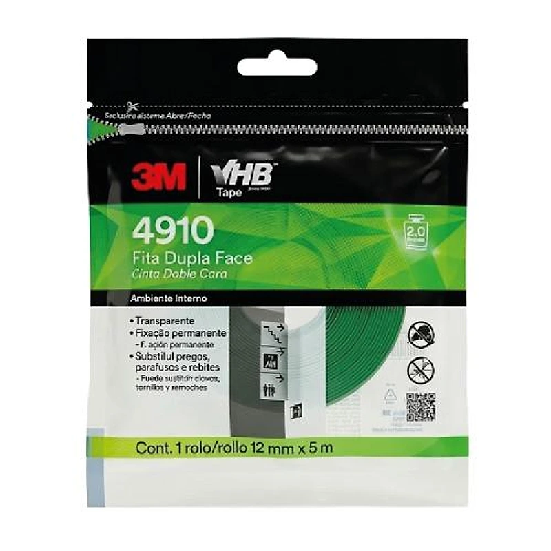 Fita Dupla Face VHB Acrílica 12mm x 5m 2kg 3M — Campinas