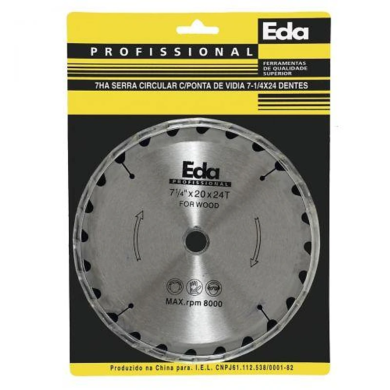 Disco de Serra Circular com Wídea 7.1/4" 40 Dentes Eda — Campinas