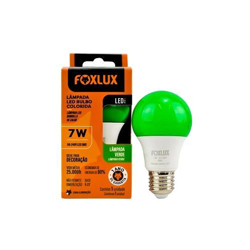 Lâmpada LED Bolinha 7W Verde E27 Foxlux — Campinas