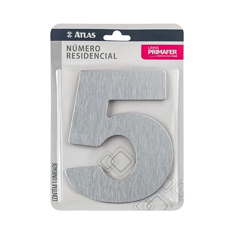 Número Residencial 5 Alumínio Composto Escovado 12cm Primafer — Campinas