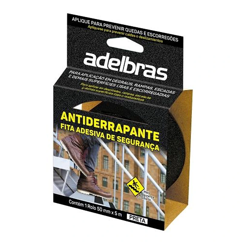 Fita Antiderrapante Preta 48mm x 5m Adelbras 803020009 — Campinas