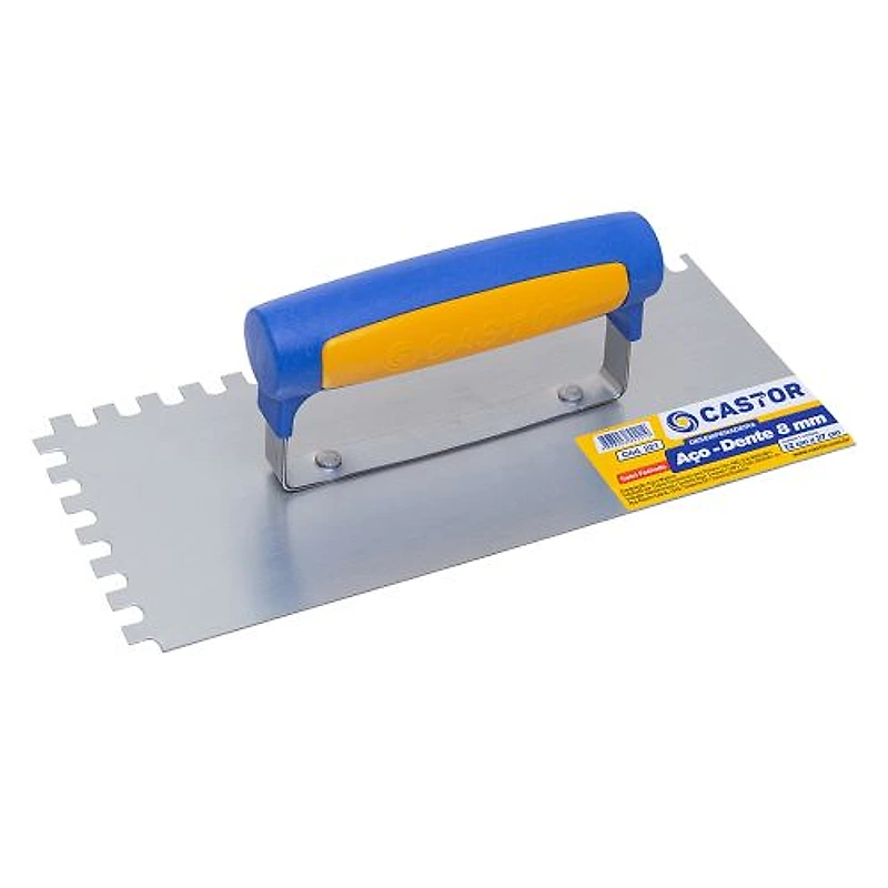 Desempenadeira de Aço Dentada 12x27cm Cabo Plástico Castor — Campinas