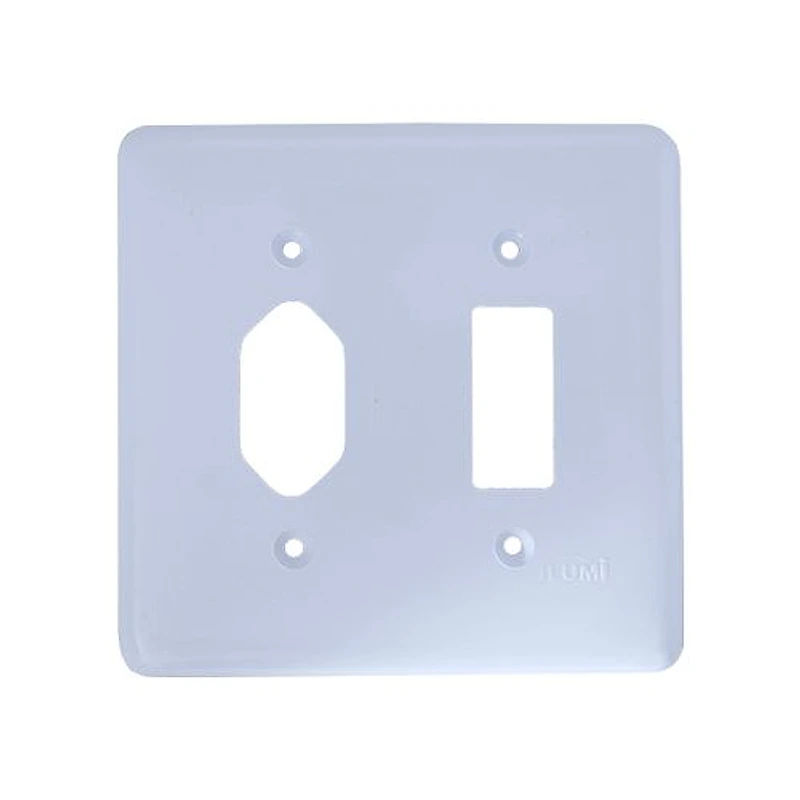 Placa Stylus 4x4 Branca com 1 Interruptor e Tomada Ilumi Ref. 249F1 — Campinas