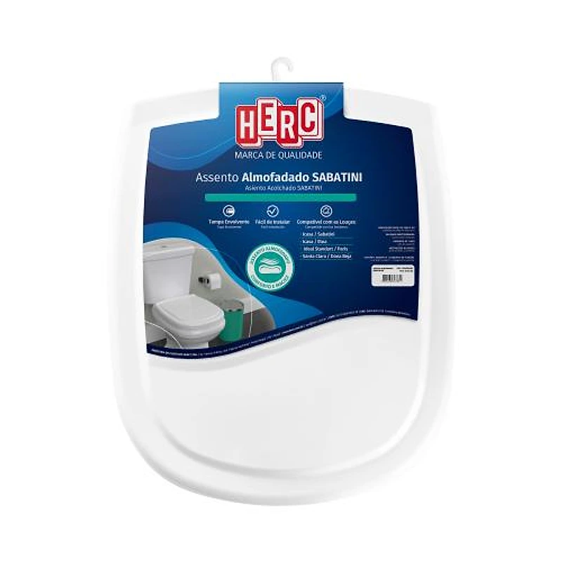 Assento Sanitário Almofadado Retangular Branco Paris/Saba Herc — Campinas