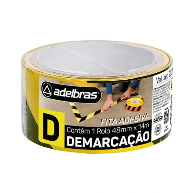Fita de Demarcação de Solo Zebrada Amarela e Preta 48mm x 14m Adelbras — Campinas